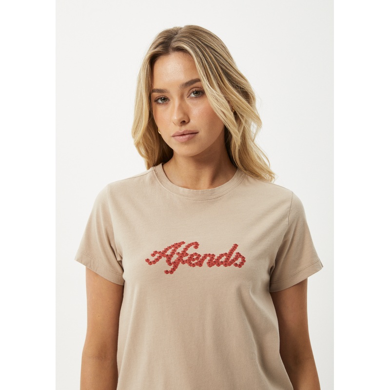 AFENDS Womens Garden Buds – Classic Tee – Taupe