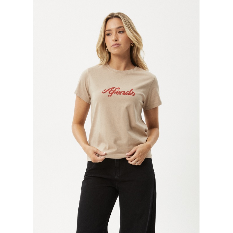 AFENDS Womens Garden Buds – Classic Tee – Taupe