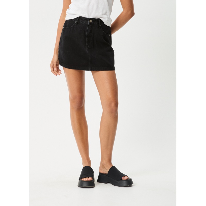 AFENDS Womens Georgia – Denim Skirt – Washed Black