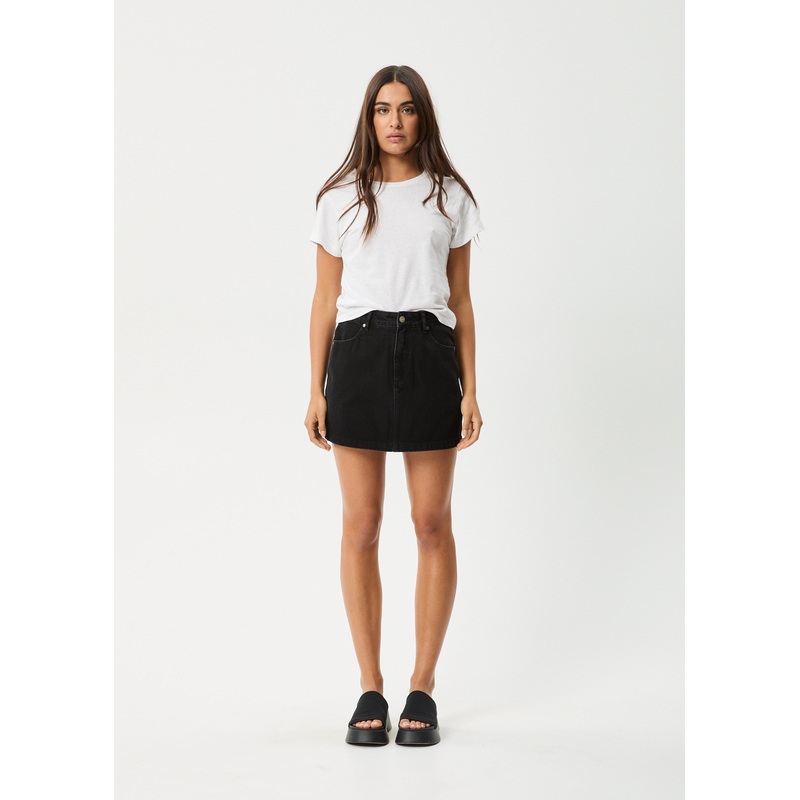 AFENDS Womens Georgia – Denim Skirt – Washed Black