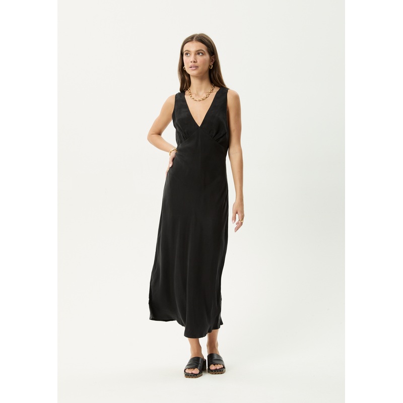 AFENDS Womens Gia – Cupro Maxi Dress – Black
