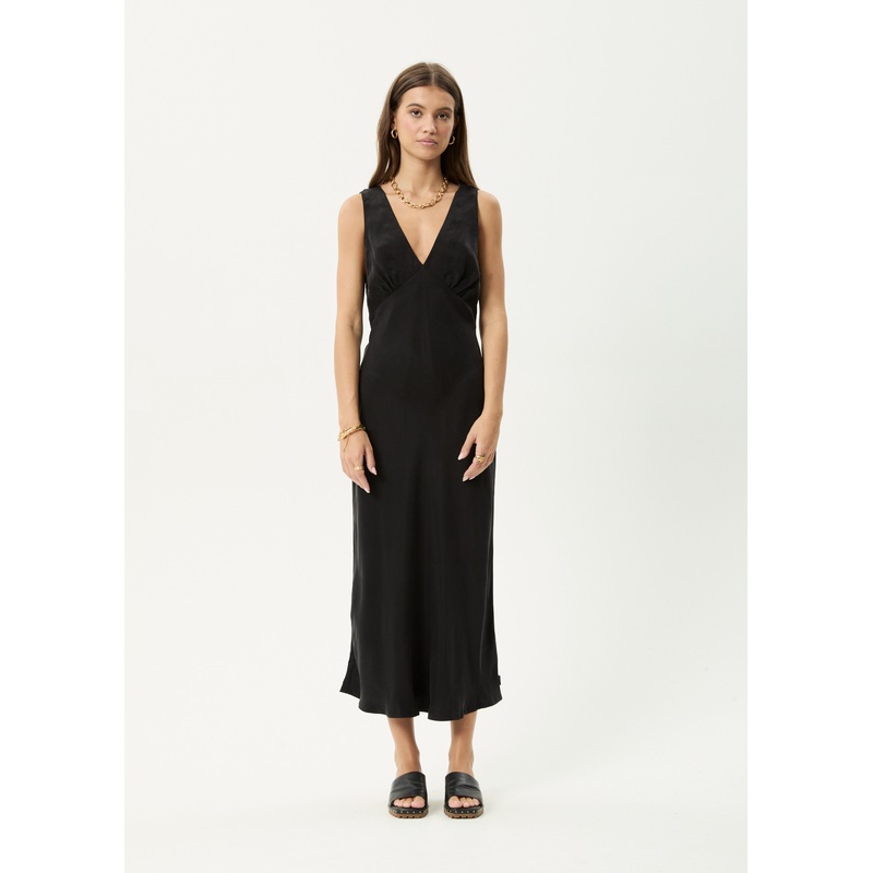 AFENDS Womens Gia – Cupro Maxi Dress – Black
