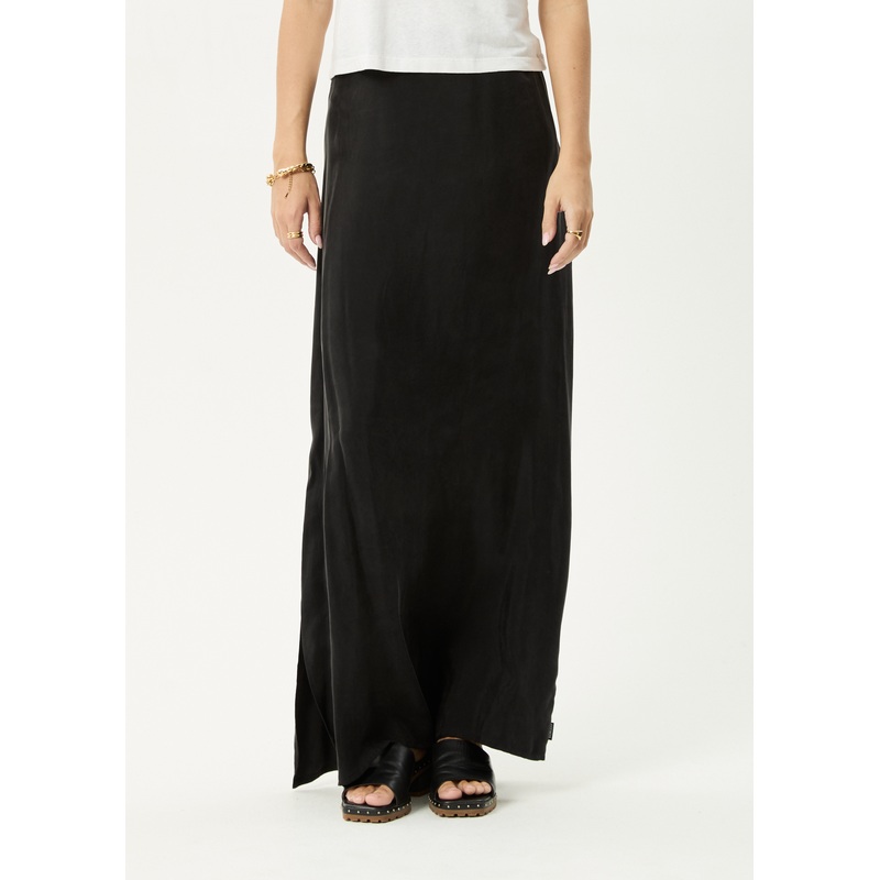 AFENDS Womens Grace – Cupro Maxi Skirt – Black