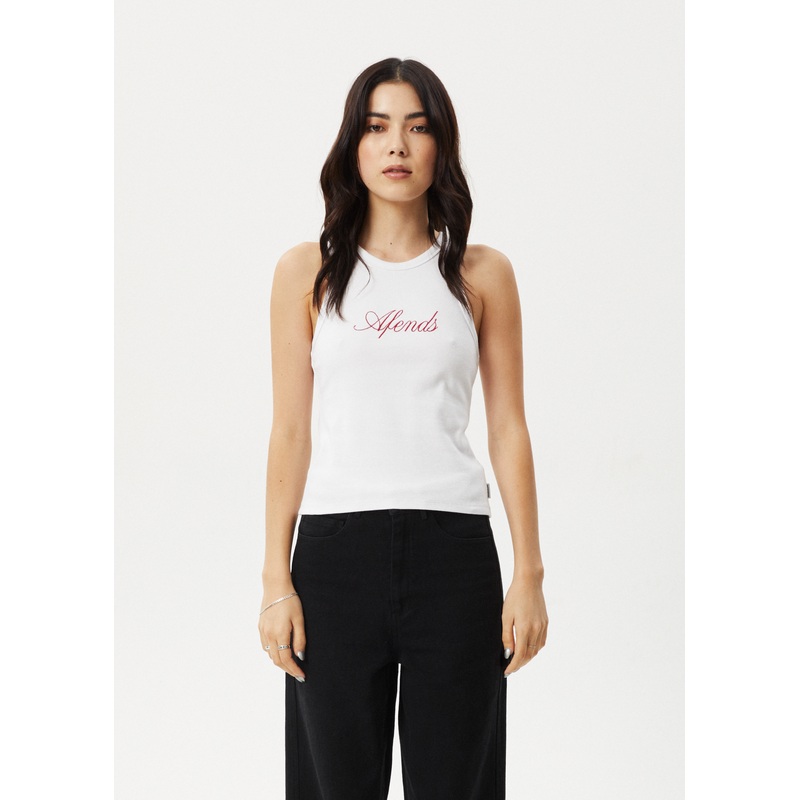 AFENDS Womens Notice – Rib Singlet – White