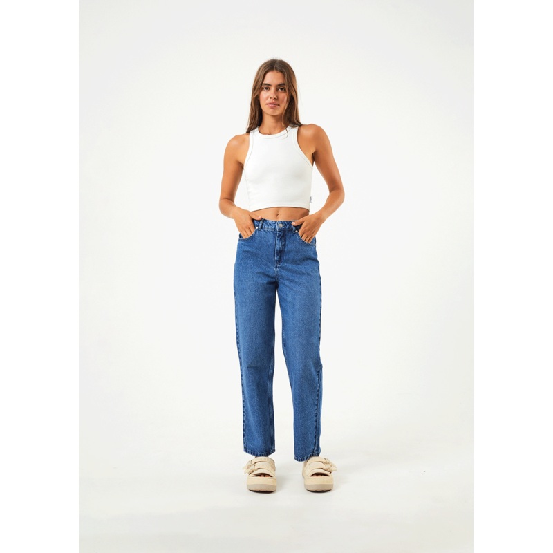 AFENDS Womens Shelby – Denim Wide Leg Jean Long – Authentic Blue