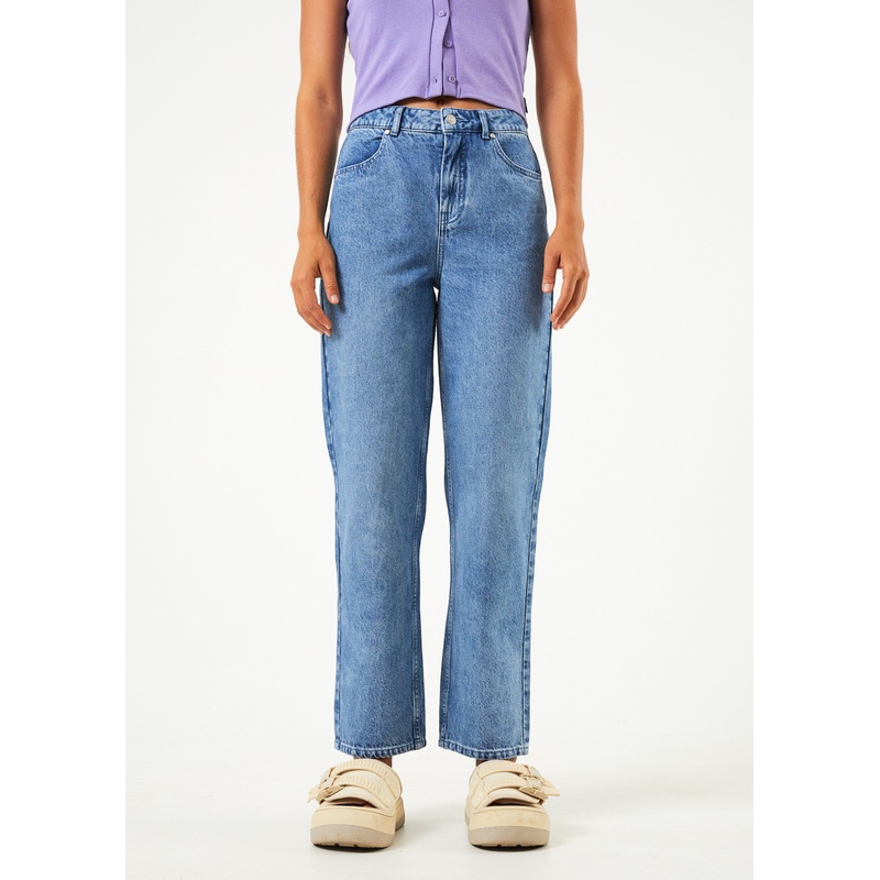 AFENDS Womens Shelby – Denim Wide Leg Jean Long – Worn Blue