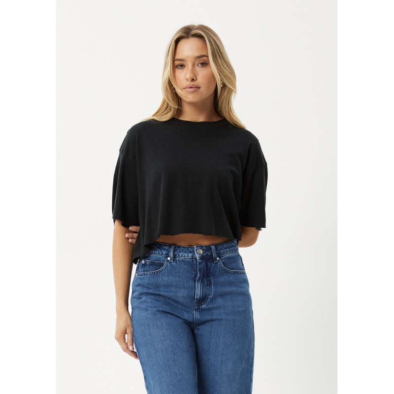 AFENDS Womens Slay Cropped – Oversized Tee – Black