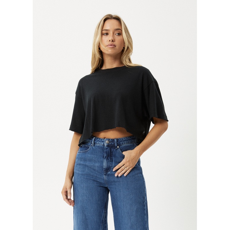 AFENDS Womens Slay Cropped – Oversized Tee – Black