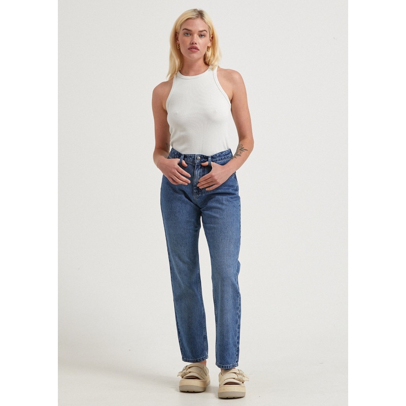 AFENDS Womens Violet – Denim Straight Leg Jean – Authentic Blue