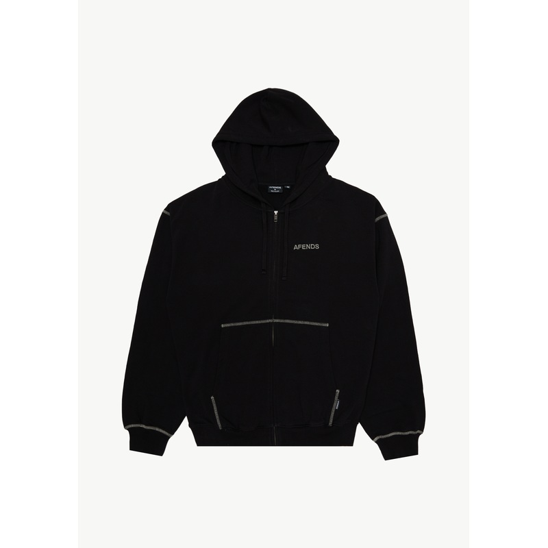 AFENDS Mens Burner – Zip Hood – Black