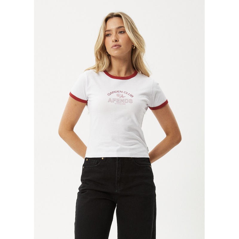 AFENDS Womens Cultivate – Ringer Tee – White