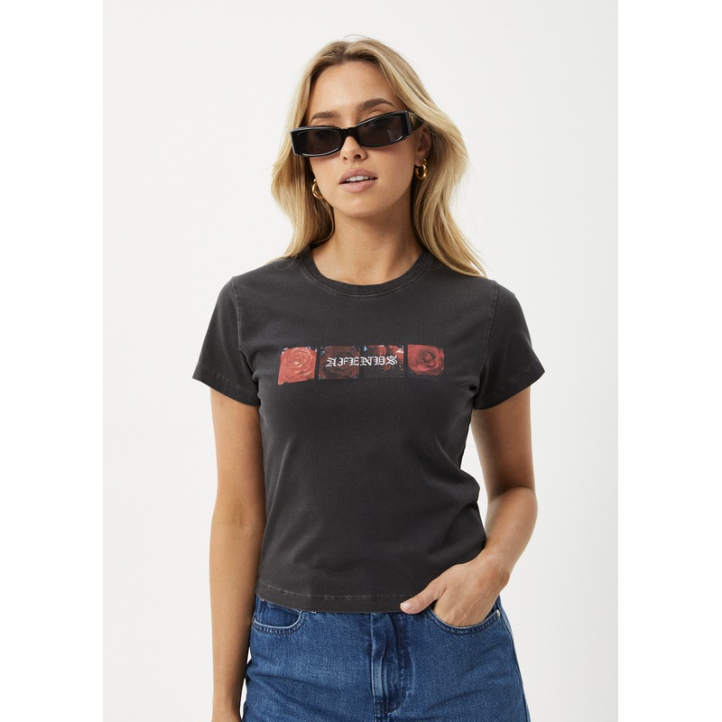 AFENDS Womens Florence – Baby Tee – Stone Black