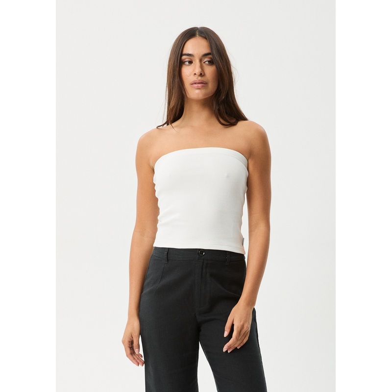 AFENDS Womens Jamie – Rib Tube Top – White