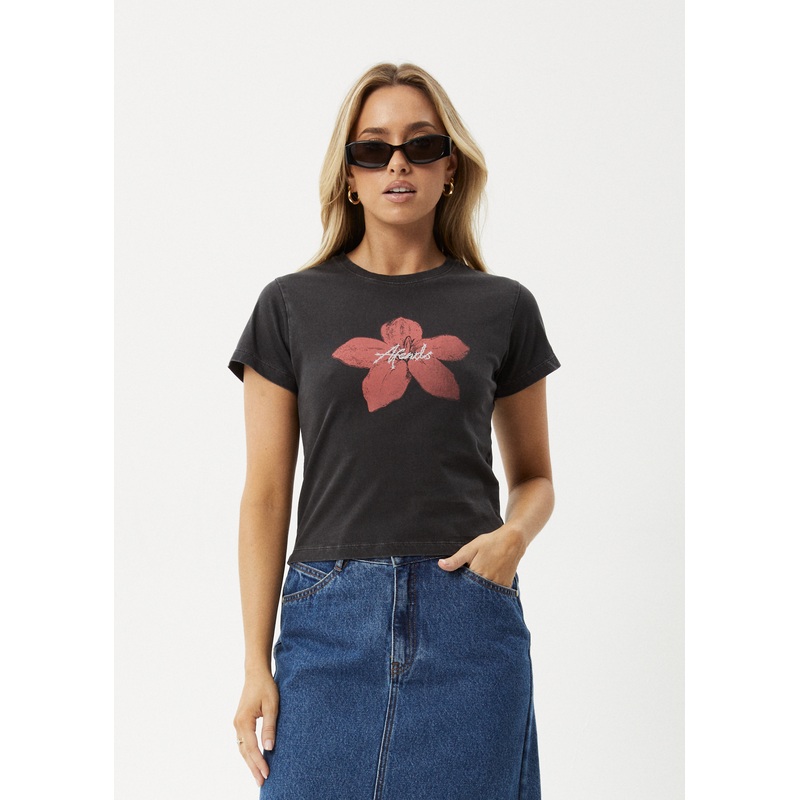 AFENDS Womens Nara – Baby Tee – Stone Black