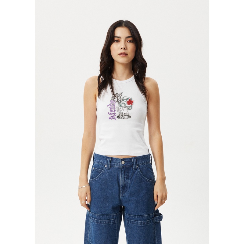 AFENDS Womens Nirvana – Rib Singlet – White