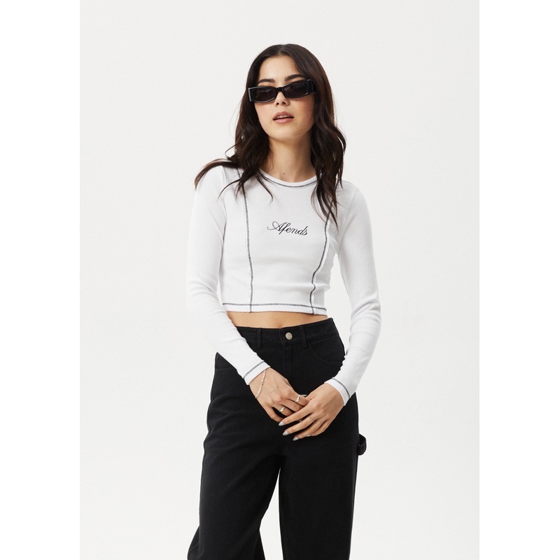 AFENDS Womens Notice – Long Sleeve Tee – White