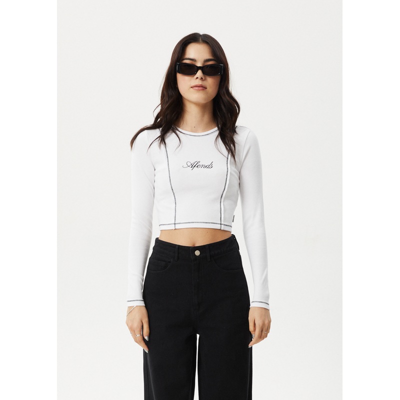 AFENDS Womens Notice – Long Sleeve Tee – White