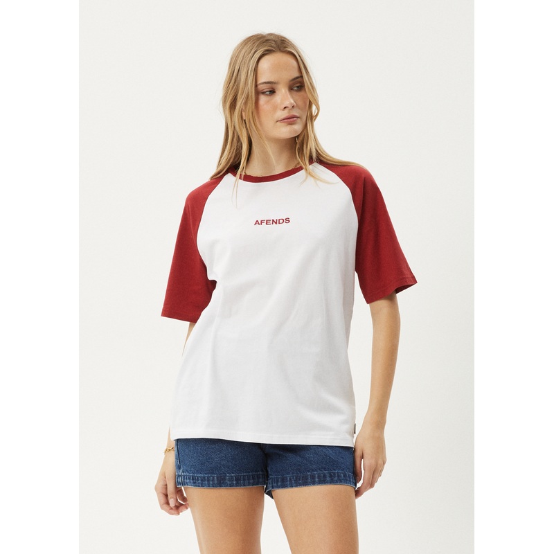 AFENDS Womens Ryan – Oversized Raglan Tee – Ketchup