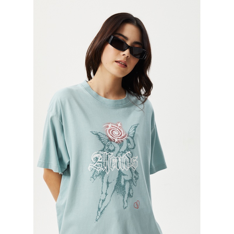 AFENDS Womens Sacred – Oversized Tee – Ether Blue