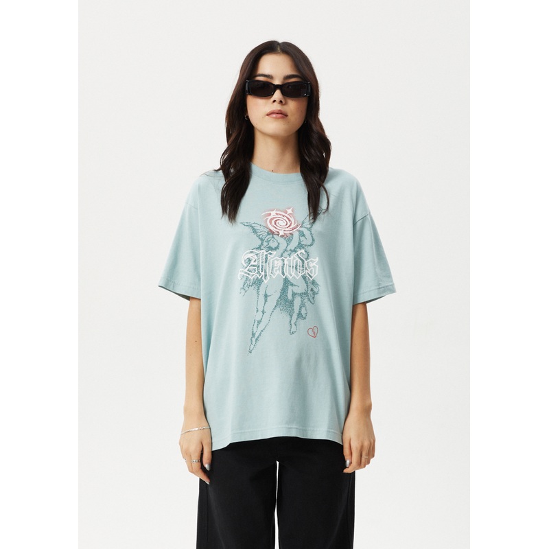 AFENDS Womens Sacred – Oversized Tee – Ether Blue