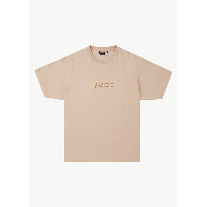 AFENDS Mens Age Old – Boxy Tee – Taupe