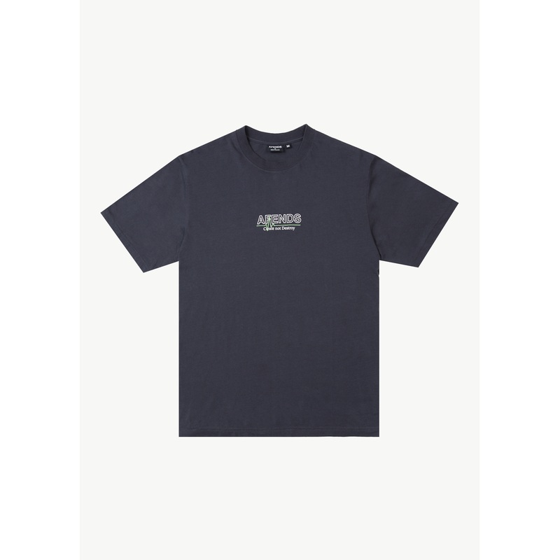 AFENDS Mens Flatline – Retro Tee – Charcoal