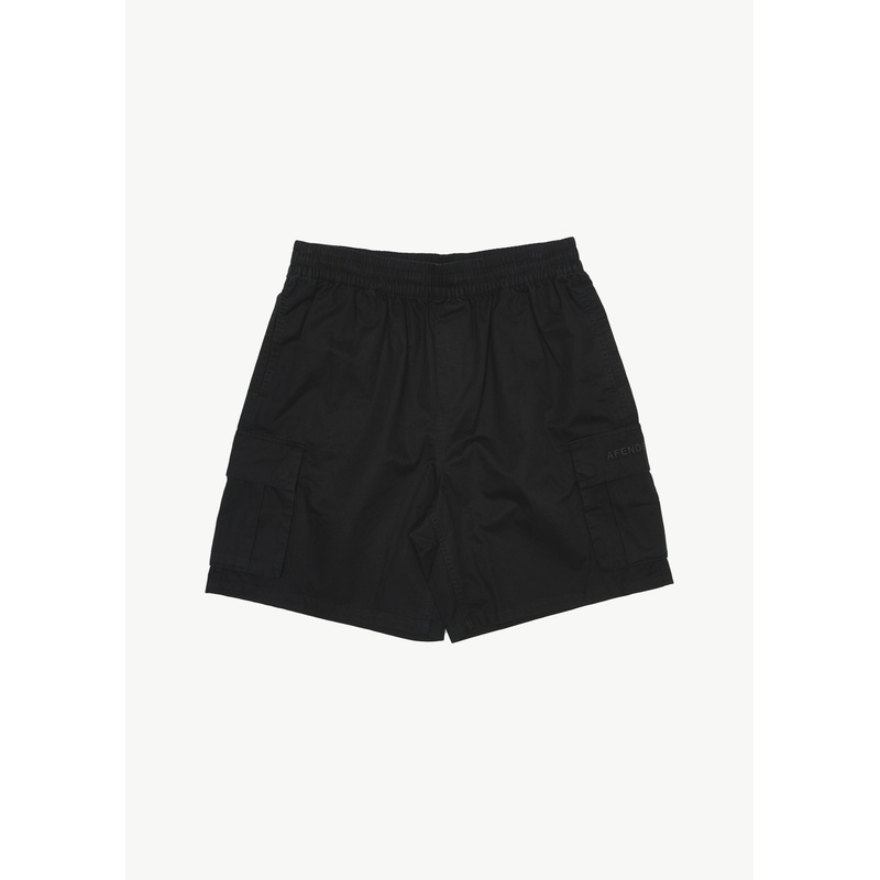 AFENDS Mens Ninety Eights Cargo – Oversized Cargo Short 20 – Black