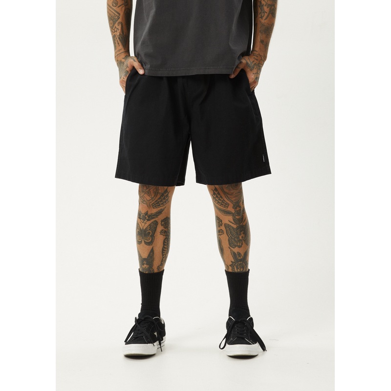 AFENDS Mens Ninety Eights – Oversized Short 20 – Black