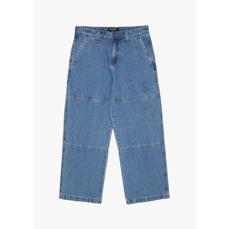 AFENDS Mens Richmond – Denim Workwear Jean – Worn Blue