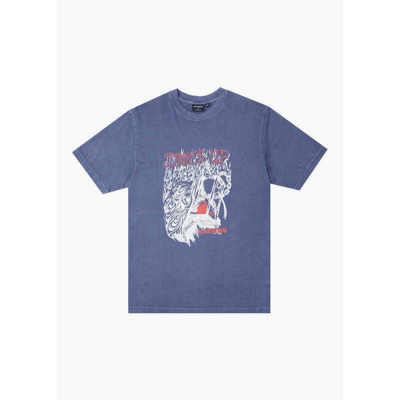 AFENDS Mens Times Up – Retro Tee – Washed Marlin