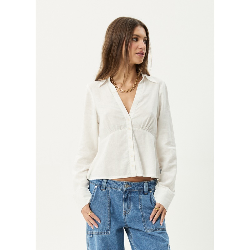 AFENDS Womens Archive – Long Sleeve Shirt – White