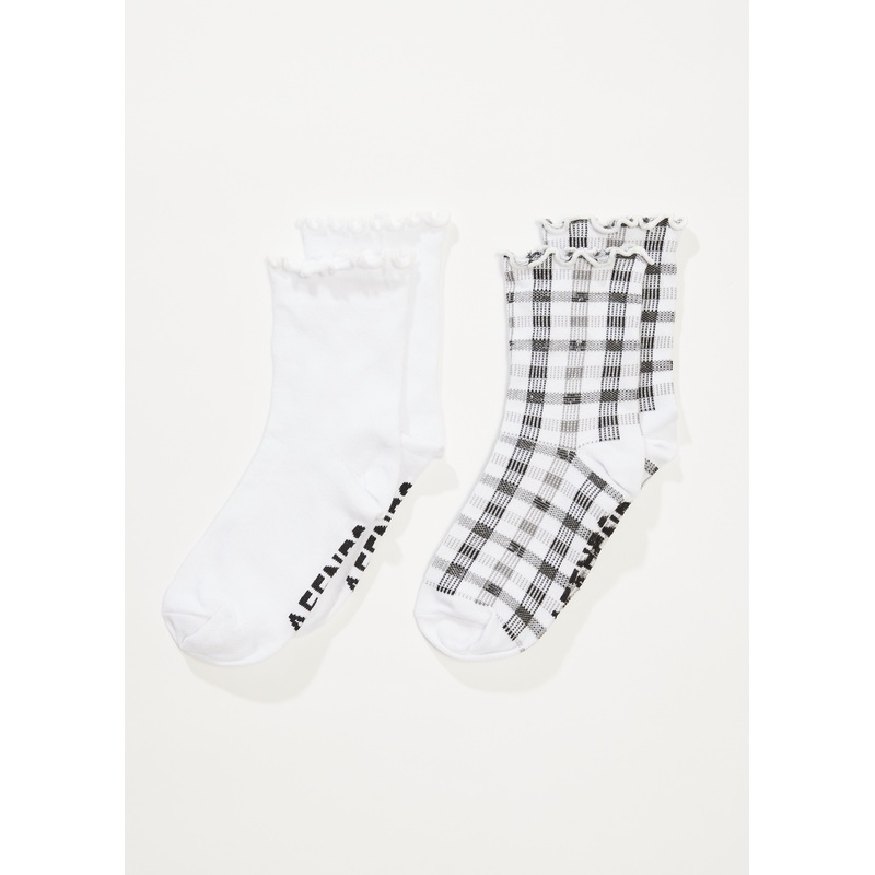 AFENDS Womens Leo – Socks Two Pack – White / Black