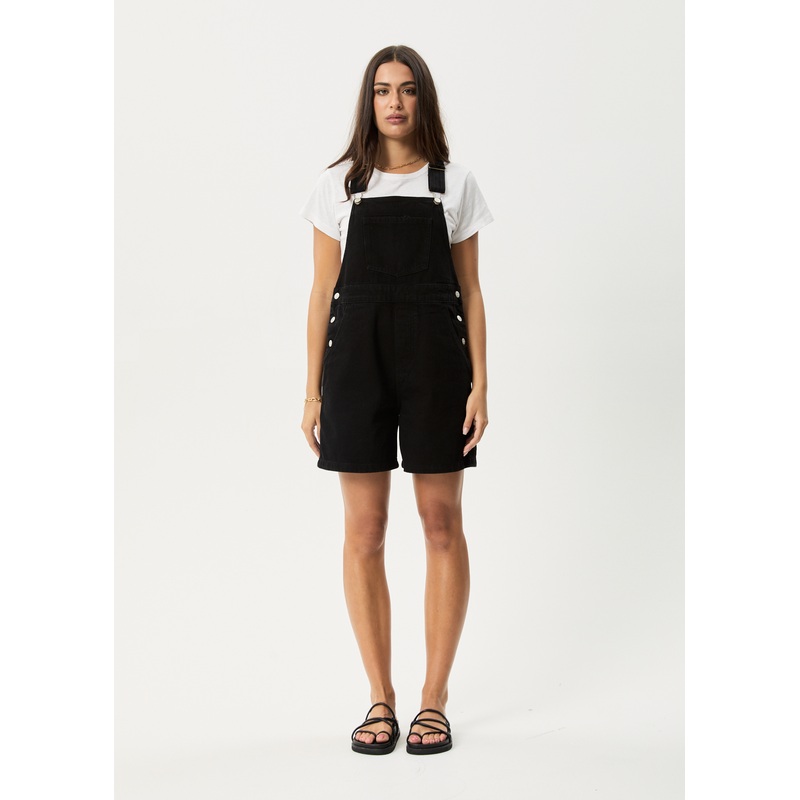 AFENDS Womens Lil Louis – Denim Overall – Washed Black