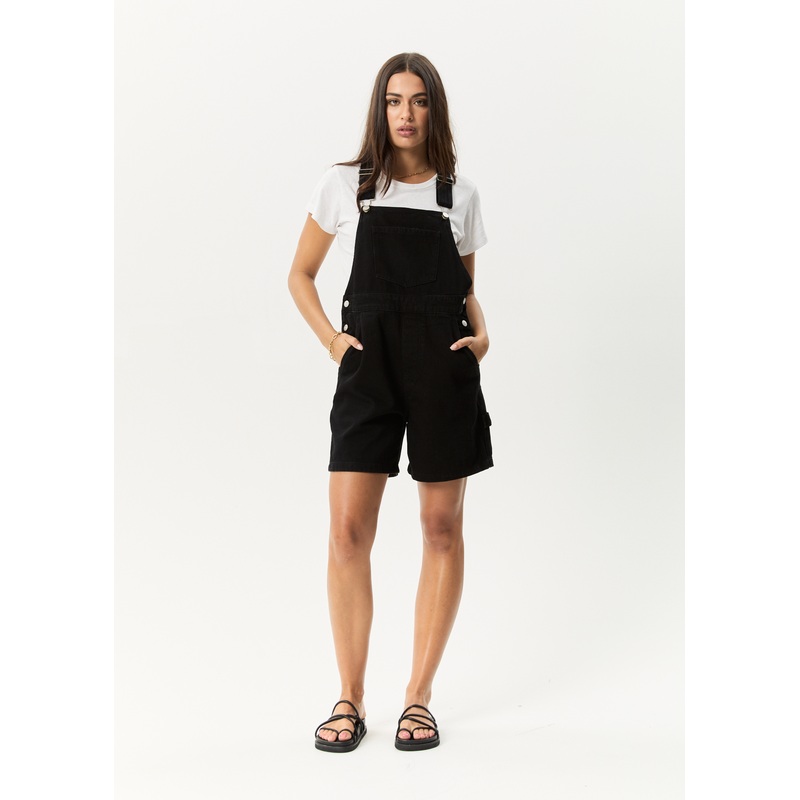AFENDS Womens Lil Louis – Denim Overall – Washed Black