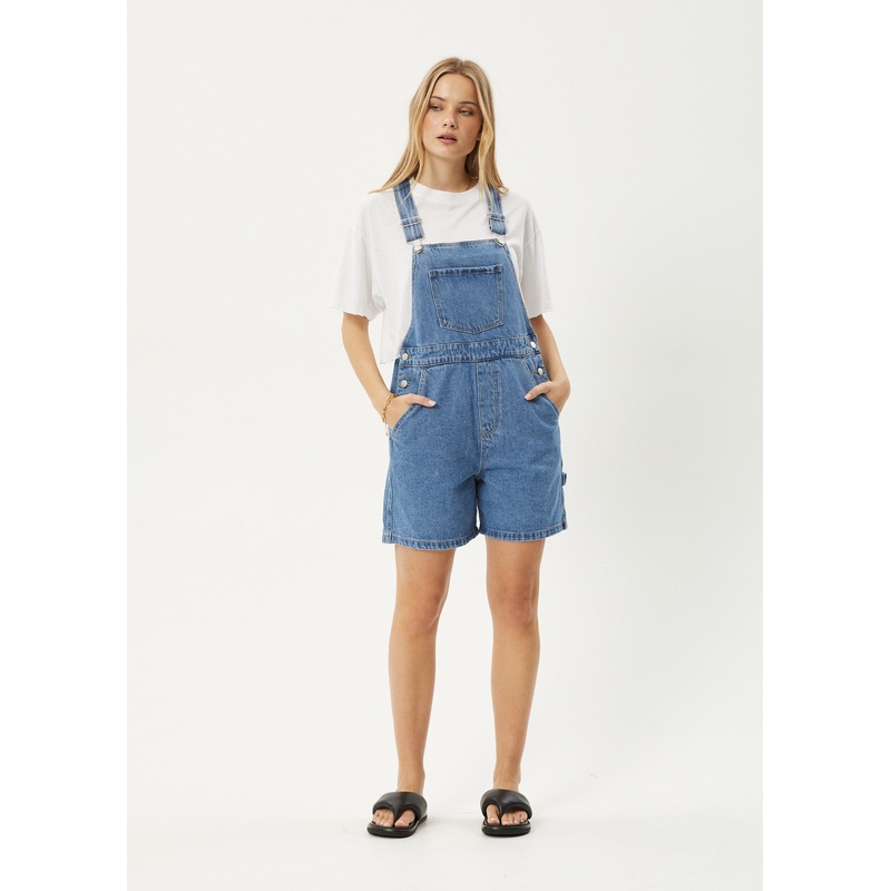 AFENDS Womens Lil Louis – Denim Overall – Worn Blue