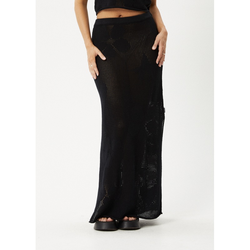 AFENDS Womens Riley – Knit Maxi Skirt – Black