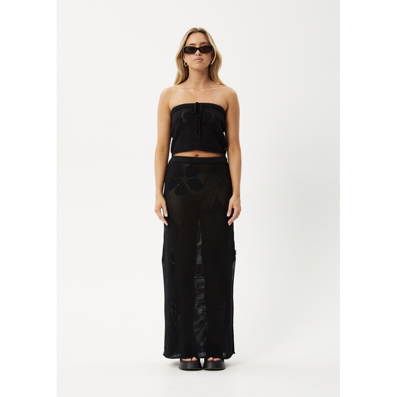 AFENDS Womens Riley – Knit Maxi Skirt – Black