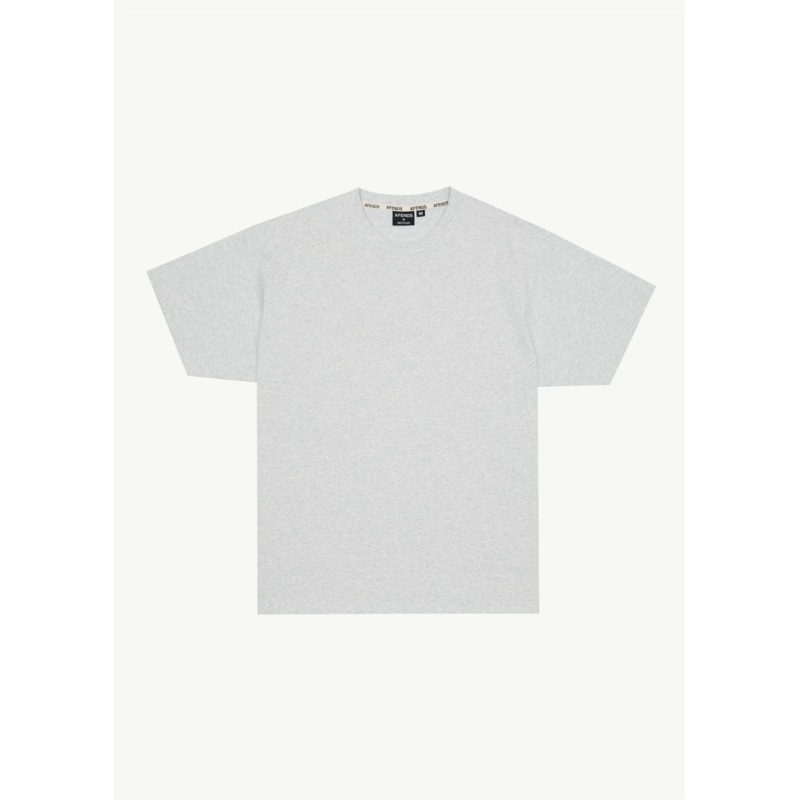 AFENDS Mens Genesis – Heavyweight Boxy Tee – Grey Marle