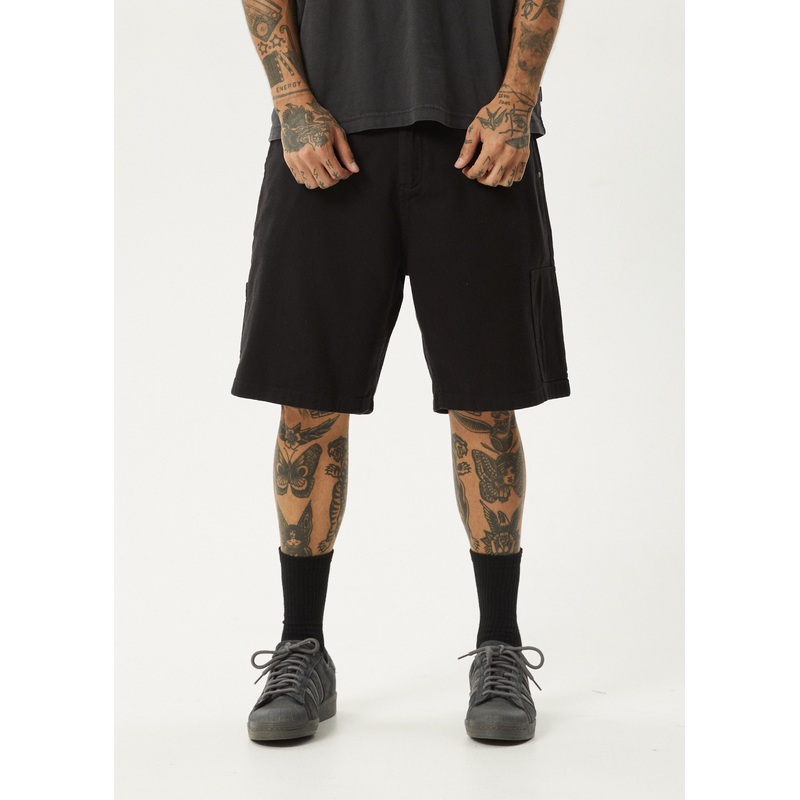 AFENDS Mens Harper – Workwear Short 22 – Black