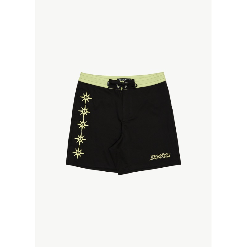 AFENDS Mens Peace Out – Surf Related Boardshort 18 – Black