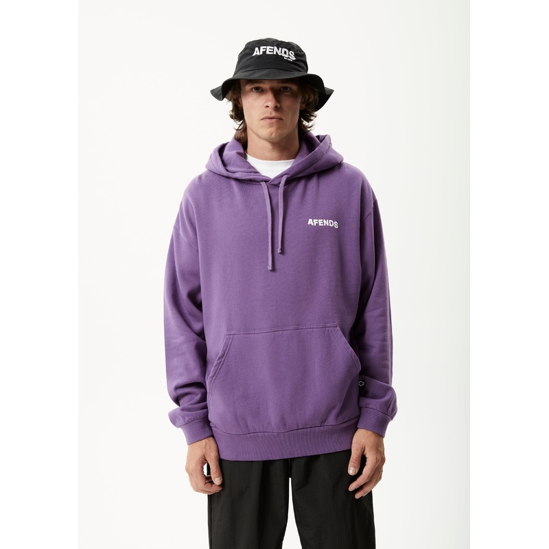 AFENDS Mens Vinyl – Logo Hoodie – Faded Purple
