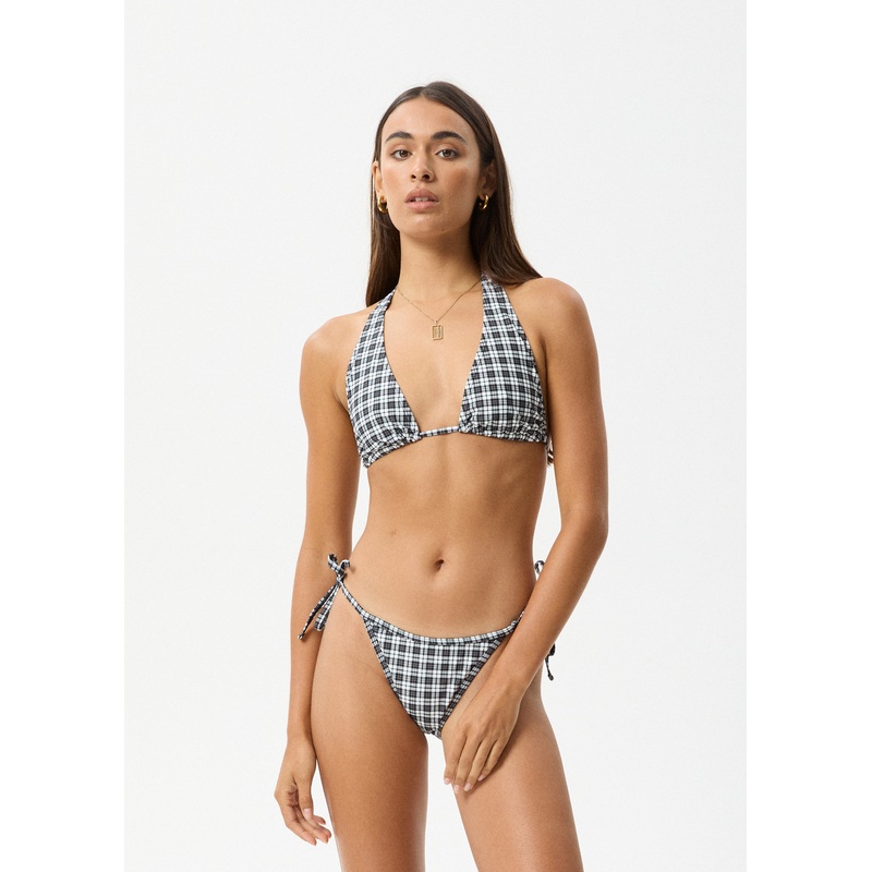 AFENDS Womens Asher – Check Bikini Top – Black Check