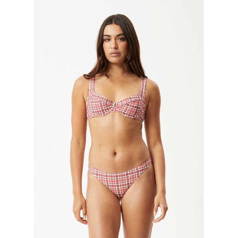 AFENDS Womens Check Out – Bikini Bottom – Red Check