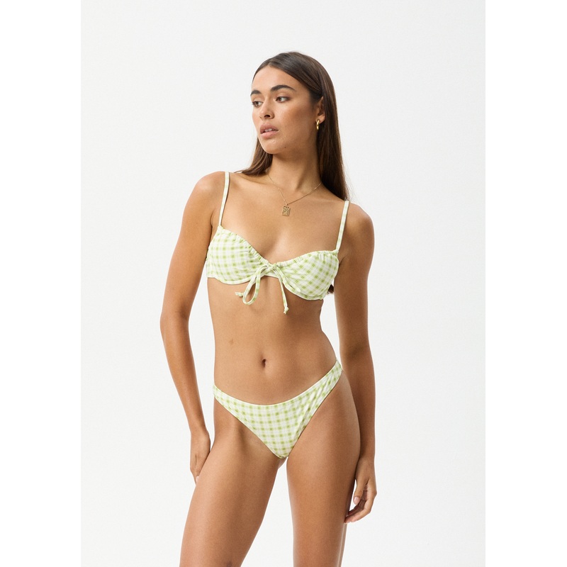 AFENDS Womens Darcy – Check Bikini Bottom – Lemongrass Check