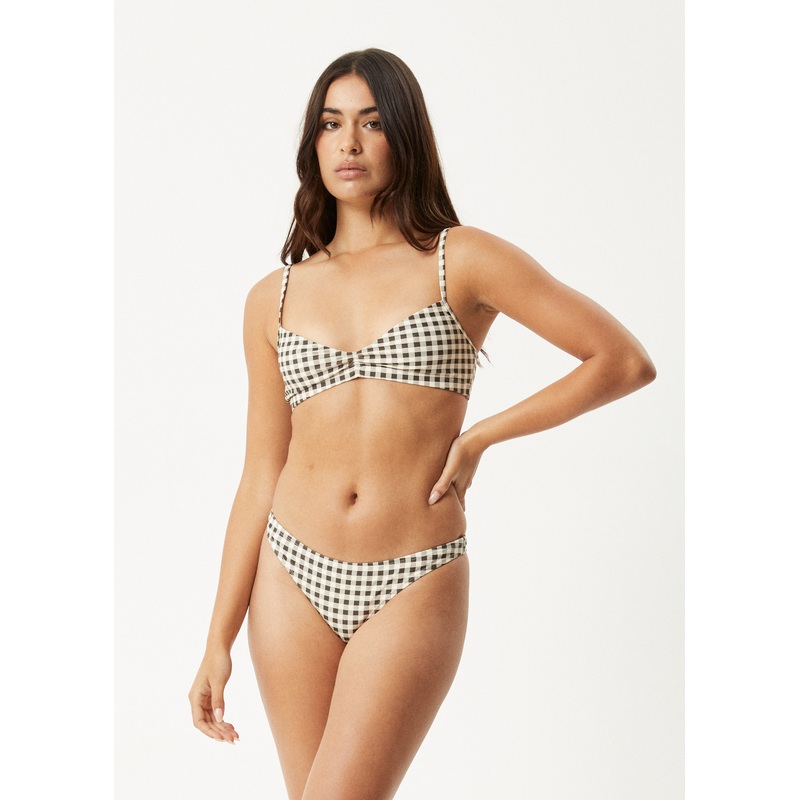 AFENDS Womens Gambet – Check Bikini Bottom – Black / Sand