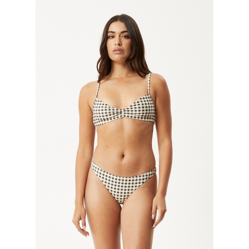 AFENDS Womens Gambet – Check Bikini Top – Black / Sand