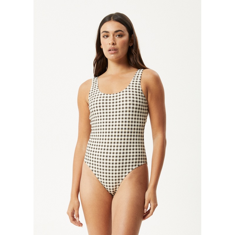 AFENDS Womens Gambet – Check One Piece – Black / Sand