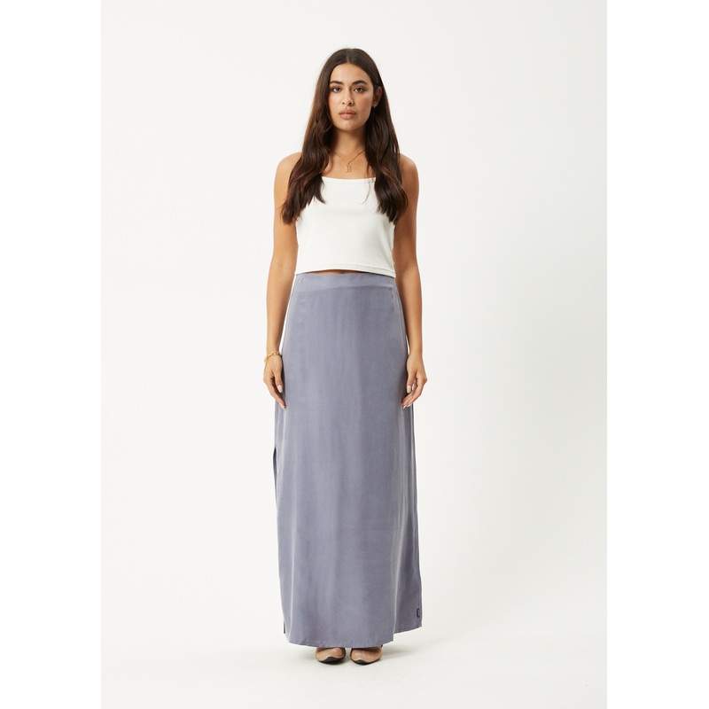 AFENDS Womens Grace – Cupro Maxi Skirt – Marlin