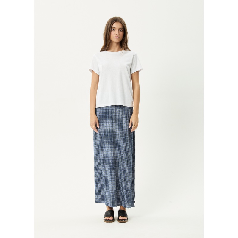 AFENDS Womens Shipwreck – Seersucker Maxi Skirt – Marlin