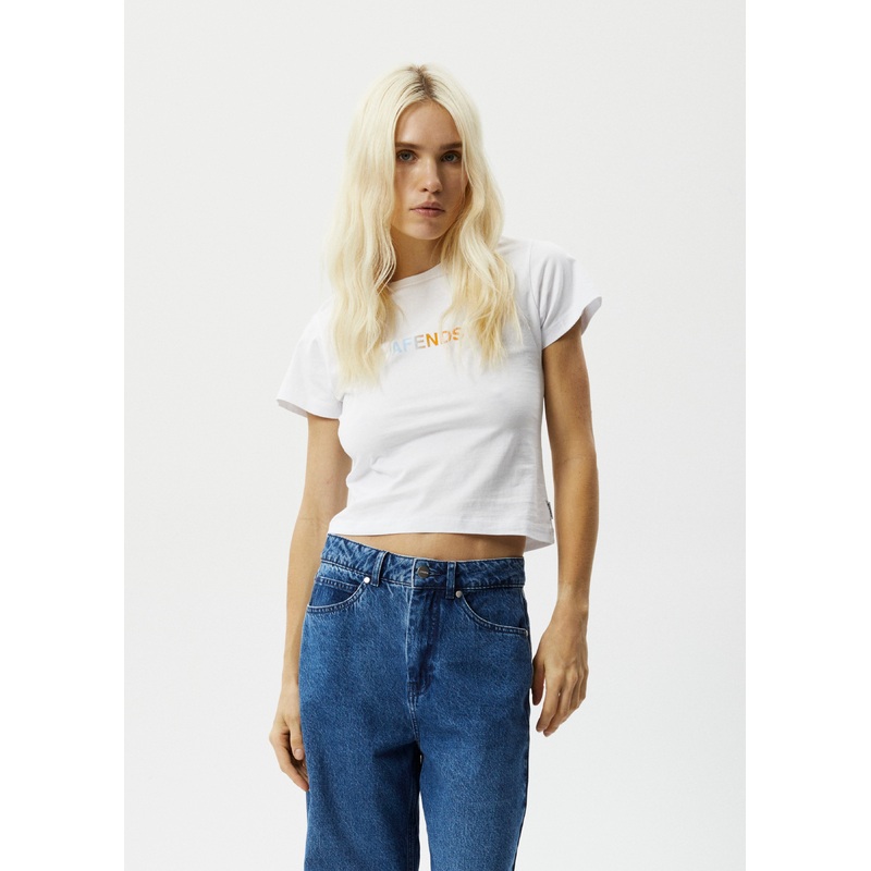 AFENDS Womens World – Baby Tee – White
